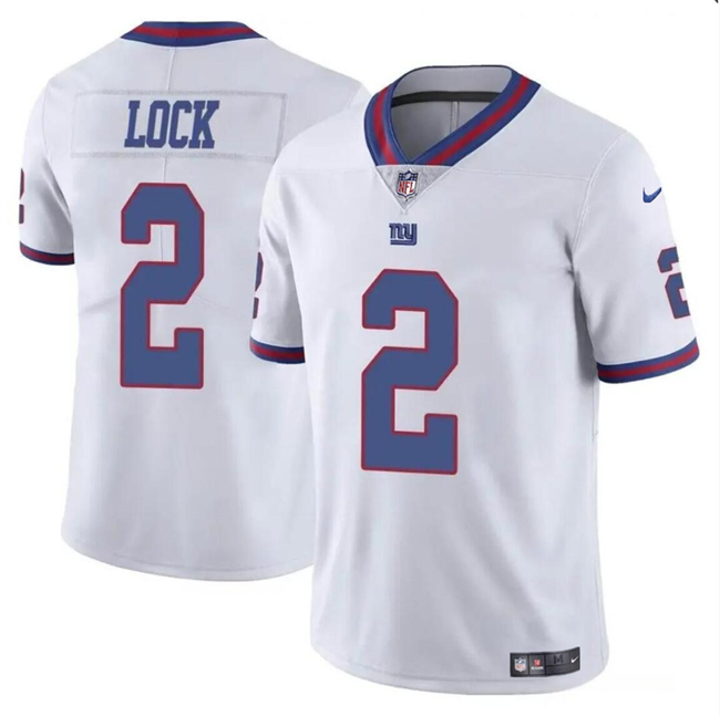 Men's New York Giants #2 Drew Lock White Limited Football Stitched Jersey